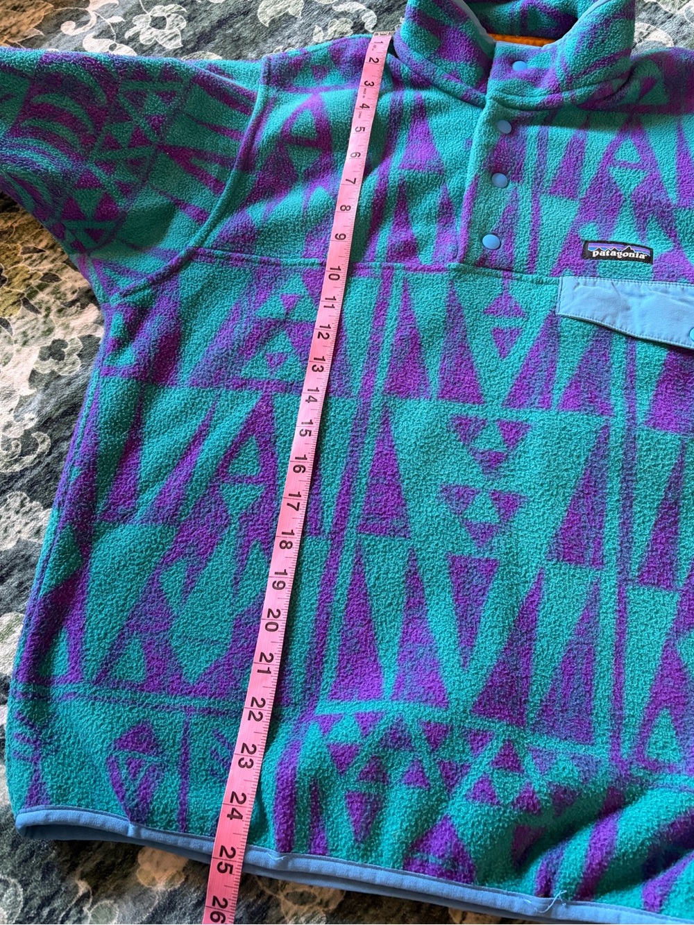 Patagonia Teal Purple Tribal Geo Synchilla Snap Fleece Pullover - Picture 12 of 14